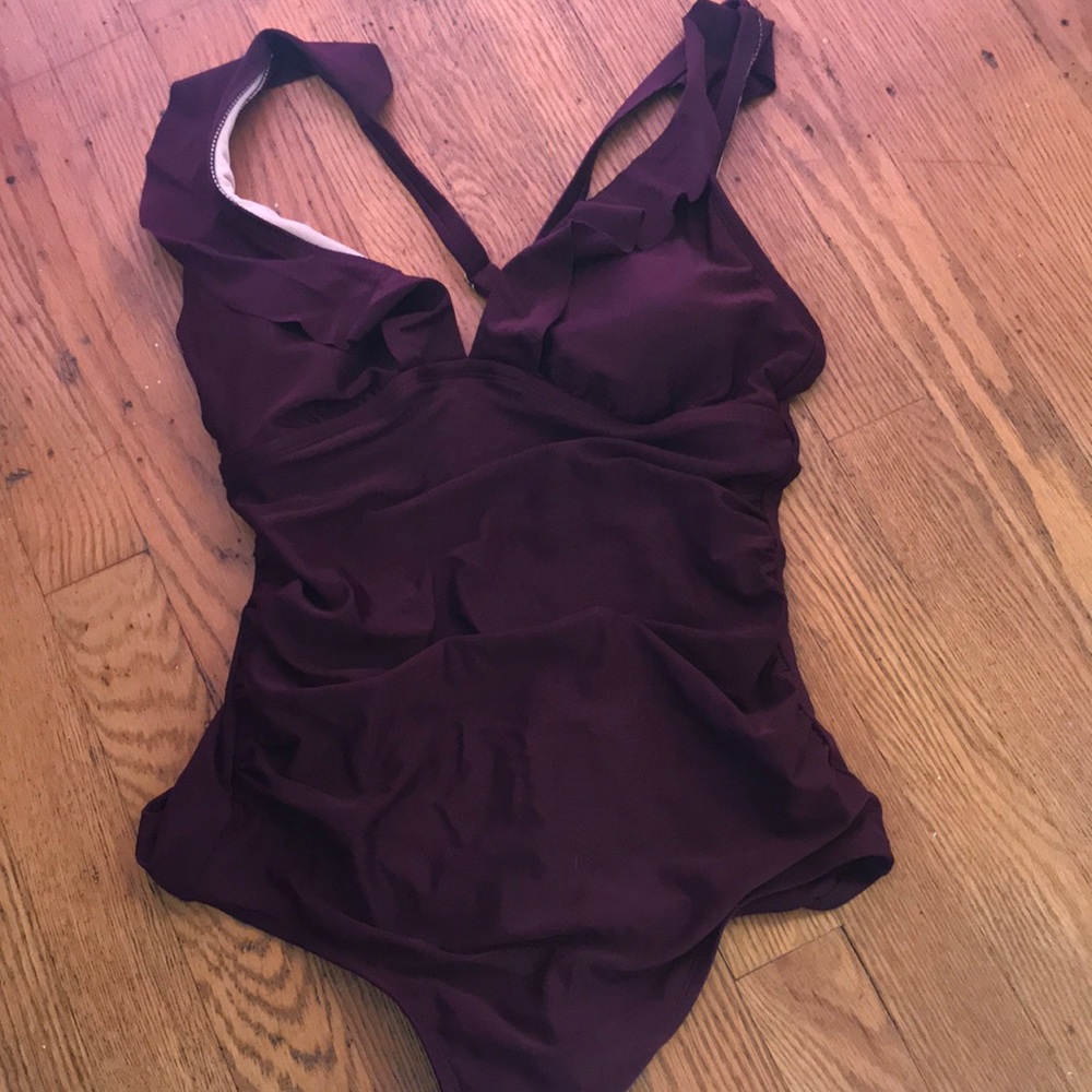 Kona Sol One Piece Swimsuit Maroon New Gem